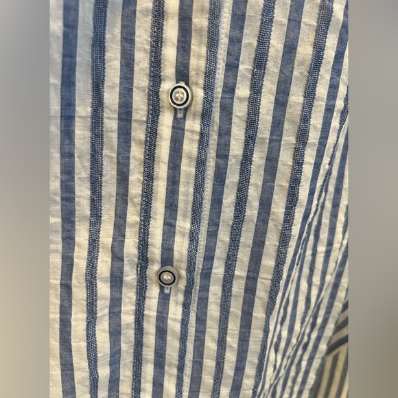 NWT new anthropologie Maeve sleeveless long tunic ruffle medium blue white - Picture 9 of 17